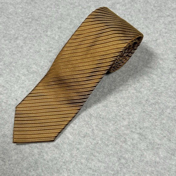 Ermenegildo Zegna Other - Ermenegildo Zegna Recent Silk Satin Tie Golden Bronze Striped 59.5" L x 3.5" W‎